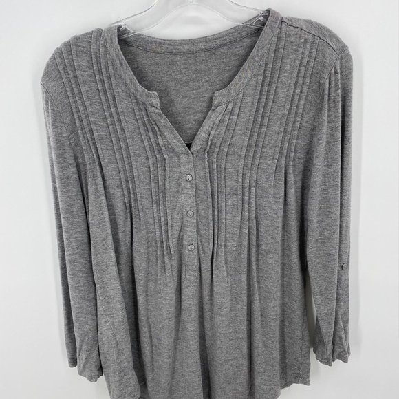 Tops - GRAY PLEATED LOOSE FIT LONG SLEEVE SHIRT